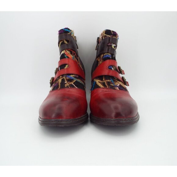 L'Artiste Spring Step Redding Red Leather Buckle Booties Size 40 - Picture 7 of 14